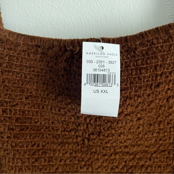 American Eagle women’s crop top brown corduroy Puffy Sleeve NWT size XXL - Picture 7 of 12